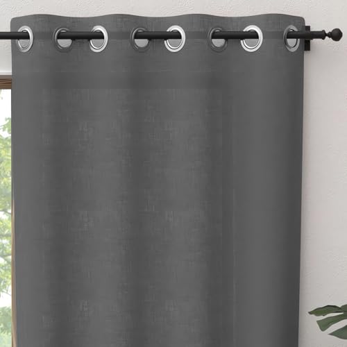 Soleil d'ocre, Panama Curtain with Eyelets 135 x 250 cm Pure Cotton Grey