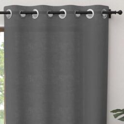 Soleil d'ocre, Panama Curtain with Eyelets 135 x 250 cm Pure Cotton Grey