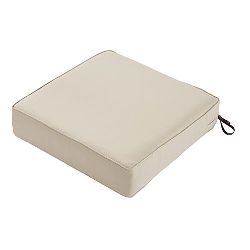 "Classic Accessories Montlake FadeSafe Square Patio Lounge Seat Cushion - 5"" Thick - Heavy Duty Outdoor Patio Cushion with Water Resistant Backing, Antique Beige, 25"" W x 25D x 5T (62-020-BEIGE-EC)"