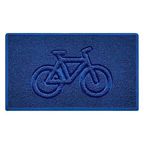 Nicoman Bike Embossed Shape Door Mat Dirt-Trapper Washable Barrier Doormat-(Use Indoor or Sheltered Outdoor)-(75x44cm/29.5x17.3inches,Medium) Blue