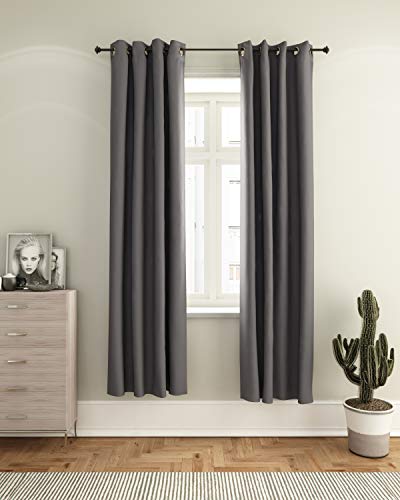 Furinno COLLINS Blackout Curtain 132.1 x 213.36cm 2 Panels, for Living Room, Bedroom, Grey