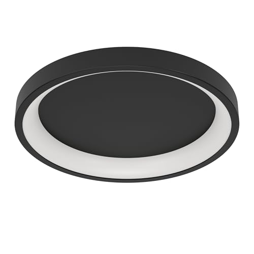 Eglo Connect.z Smart Home LED Ceiling Light Fixture Loretello-Z, dimmable lamp, ZigBee, Matter, app & Voice Control Alexa, Warm to Cool White, RGB, Black, Ø 35 cm