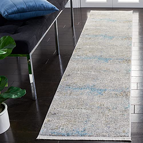 Safavieh Dream Collection Contemporary Rug for Living Room, Dining Room, Bedroom Short Pile, Grey and Multi, 24 x 84 Inch
