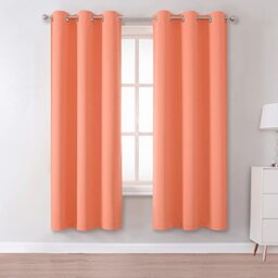 DUALIFE Thermal Insulated Blackout Curtains Room Darkening Grommet Top Drapes for Girls Room, 63Wx42L Inch, Coral 2 Panels