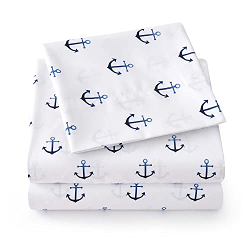 1500 Supreme Kids Bed Sheet Collection - Fun Colorful and Comfortable Boys and Girls Toddler Sheet Sets - Deep Pocket Wrinkle Free Soft and Cozy Bedding - Twin, Anchor