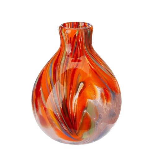 Glass Art Vase Dream Made of Glass – Orange – Height 24 cm x Diameter 18 cm – Coloured and Waterproof Flower Vase