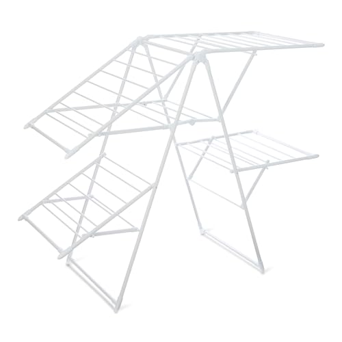 Amazon Basics Foldable 4-Wing Metal Clothes Drying Rack, 155 x 60 x 126 cm, White