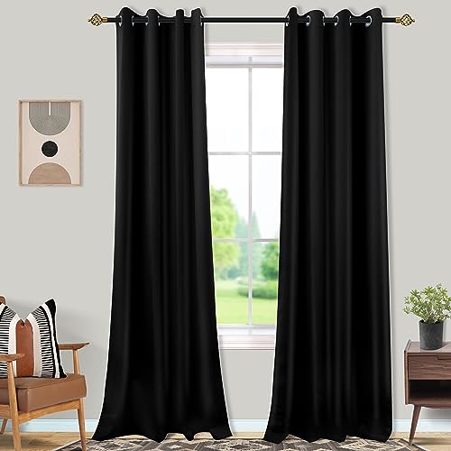 Mrs.Naturall 96 Inch Curtains 2 Panel Set,Black Out Grommet Blackout Curtain Drapes 96 Inches Long 2 Panels for Bedroom Living Room