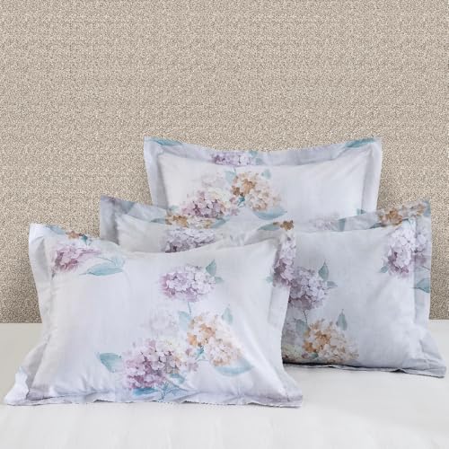 "DAUAOTO Standard Size 100% Cotton Shams, Pillowcases 2 Pieces Set 20""x26"", Floral Pattern, Hydrangea Gray Lilac"