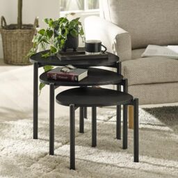 Julian Bowen Lorette Nest of Tables, Set of 3, Black - H45.5 x W50 x D53cm