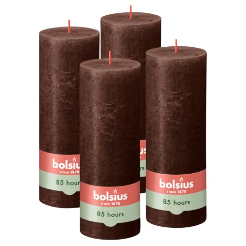 Bolsius - Rustic Candle - Brown - 7.5 in - Pack of 4 - Decorative Candles - Palm Oil Free - with Natural Plant Wax