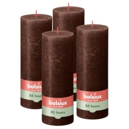 Bolsius - Rustic Candle - Brown - 7.5 in - Pack of 4 - Decorative Candles - Palm Oil Free - with Natural Plant Wax