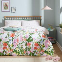furn. Cottage Garden Duvet Cover Set – Reversible Floral Meadow Easy Care Cotton Blend Bedding (Multicolour - Single)