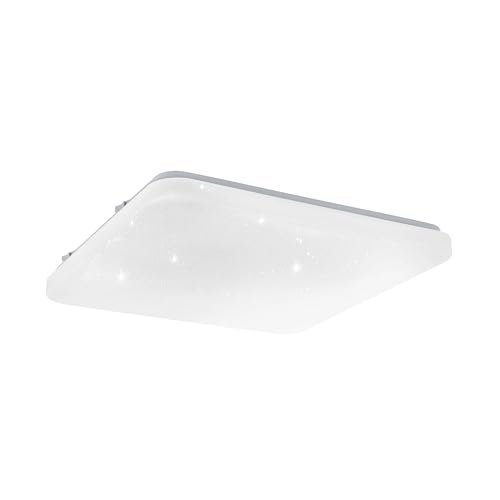 Eglo LED Ceiling Light Fitting Frania-IP, Crystal Effect Bathroom lamp, Office Lighting Made of White Metal and Plastic, Warm - Neutral - Cool White, IP44, 33 x 33 cm