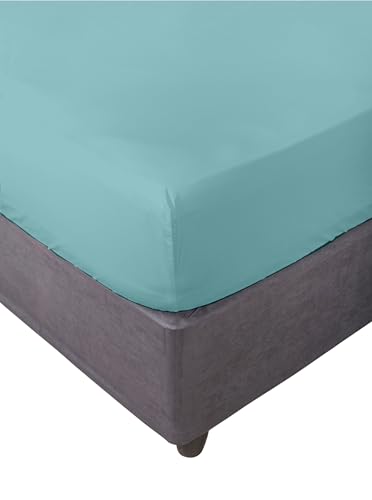 Miracle Home. Fitted Sheet 100% Brushed Microfibre, Adjustable, Elastic and Anti-Peeling, 135 x 200 cm for 135 cm Bed, Light Aqua Green
