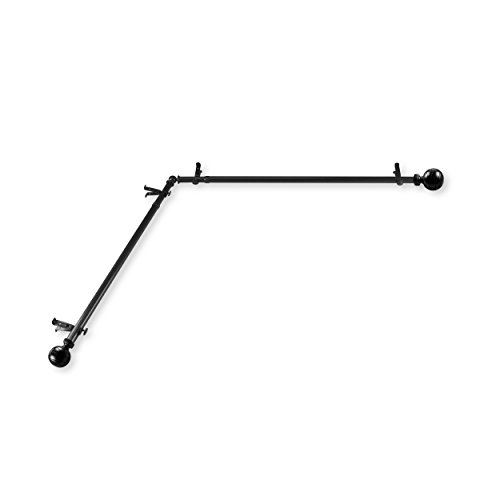 "Rod Desyne Arman Corner Window Curtain Rod 13/16"", 28-48 inch, Black"