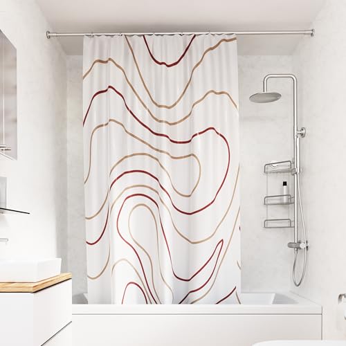 Croydex Shower Curtain with Pink Swirl Design - 100% Polyester with a Weighted Hem, Machine Washable and coated with Proseal for Water Repellence, 1800x1800mm