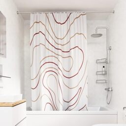 Croydex Shower Curtain with Pink Swirl Design, 1800W x 1800H