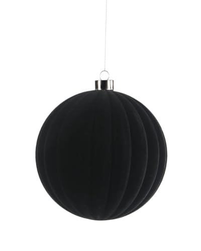 Black Ribbed Velvet Christmas Bauble 15 cm, Extra Large Tree Ornament