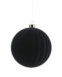 Black Ribbed Velvet Christmas Bauble 15 cm, Extra Large Tree Ornament