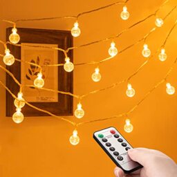 2Pack Waterproof 48LED Globe Fairy String Lights Battery Powered, 8 Modes Remote & Timer Ball Lights Indoor/Outdoor for Wedding Bedroom Christmas Lineup Garden Terrace Decoration (Multicolor)
