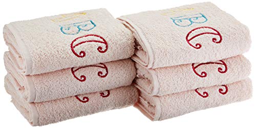 Eurofirany Baby Hand Towel Cotton Soft Pattern Thick Set of 6 Oeko-Tex, Pink, 50 x 90 cm