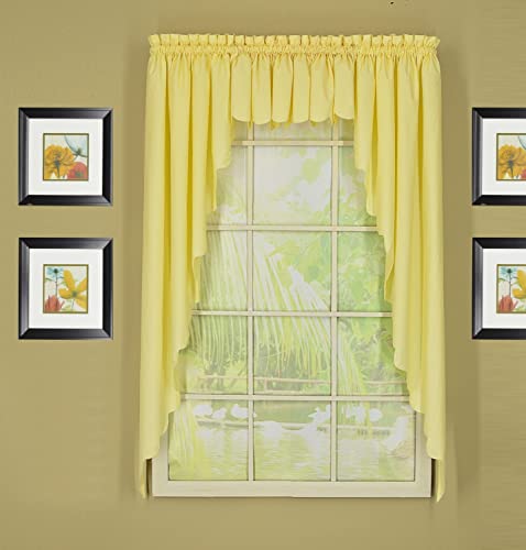 "Today's Curtain, Orleans Scallop Curtain, Buttercup 63"" Swagger Pair, 80"" W x 63"" L, Buttercup"