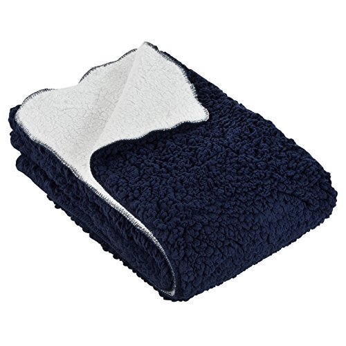 Large Luxury Soft Sherpa Fleece Blanket Chunky Double Layer Warm Sofa Bed Throw 150x200cm - Navy