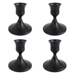 Vintage Black Taper Candle Holders Set of 4, Metal Candlestick Holders Elegant Handcrafted D??cor for Weddings, Dining & Meditation,Table Centerpiece, Party, Christmas Decoration or Home Decor