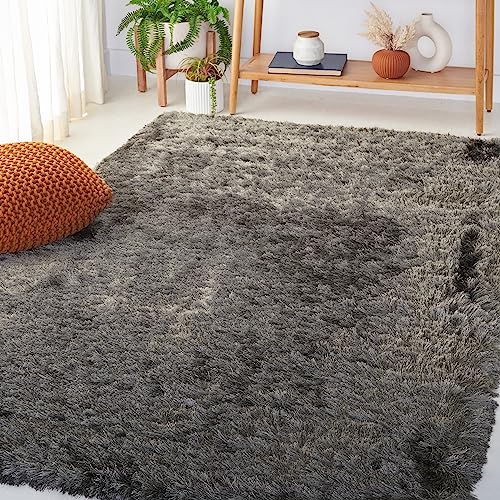 Safavieh Shaggy Indoor Woven Accent Area Rug, Paris Shag Collection, SG511, in Titanium, 61 X 91 cm for Living Room, Bedroom or Any Indoor Space