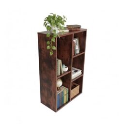 Relaxdays 5-Shelf Bookcase, Vintage Wood Look, 80x50x24 cm, for Books, Files & Media, Living Room, Brown