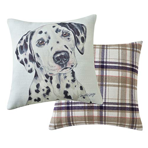 Viceni Maturi Dalmatian Filled Dog Cushion-43 x 43cm / 17 x 17-inch, Multi-Coloured, 43 x 43cm