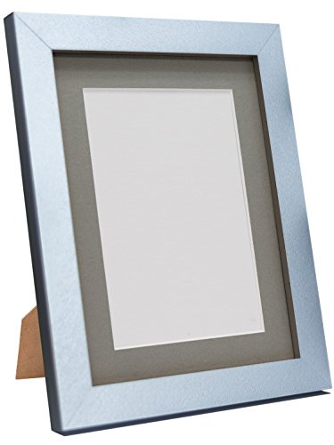 Q7 Picture Photo Frame, Silver with Dark Grey Mount, 40 x 30 cm Image Size 12 x 8 Inch