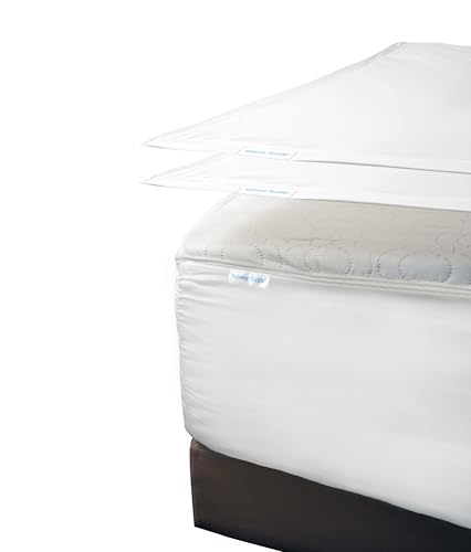 "Zip On Fitted Sheet - Includes 1 Fitted Base + 2 Zip Sheet - Easy to Handle, Won’t Pop Off Sheet - 600 TC Cotton Fitted Sheet – 18"" Deep Pocket Queen Size – White"