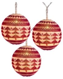 WeRChristmas 20 Cotton Fairisle Pattern Ball LED Light String, 3m