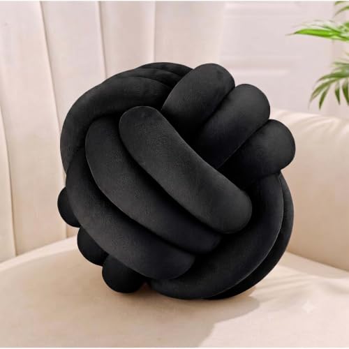 Relaxdays Knotted Cushion, decorative Scandinavian sofa knot cushion, black