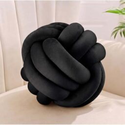 Relaxdays Knotted Cushion, decorative Scandinavian sofa knot cushion, black