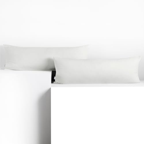 DecoKing 2 Pillowcases 40 x 200 cm Jersey 100% Combed Cotton Zip White Amber