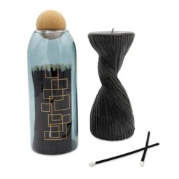 Tower Twist Candle and Matches in Glass Jar with Cork Stopper