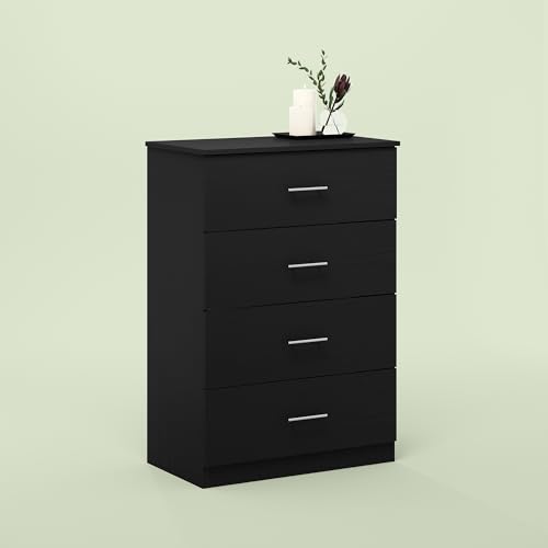 Furinno SIMPLE DESIGN 4-Drawer Chest Drawer, Dresser with Handle, Americano