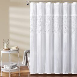 "Lush Decor Maria Shower Curtain, 72"" x 72"", White & Silver"