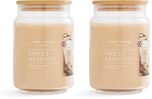 Wax Lyrical Sweet Almond Large Jar Candle, Up to 100 Hour Burn Time (Pack of 2)