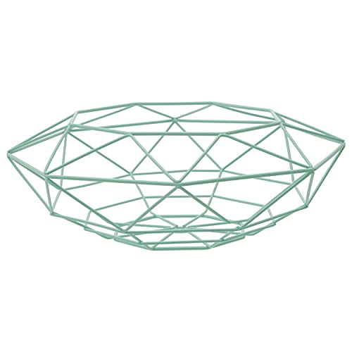 Premier Housewares Geometric Green Finish Fruit Basket - Functional Fruit Basket For Livingroom - Contemporary Fruit Basket For Kitchen - Rust Resistant Exotic Fruit Basket