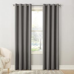 "Sun Zero Barrow 2-Pack Energy Saving Grommet Curtain Panel Pair, 54"" x 108, Steel Gray"