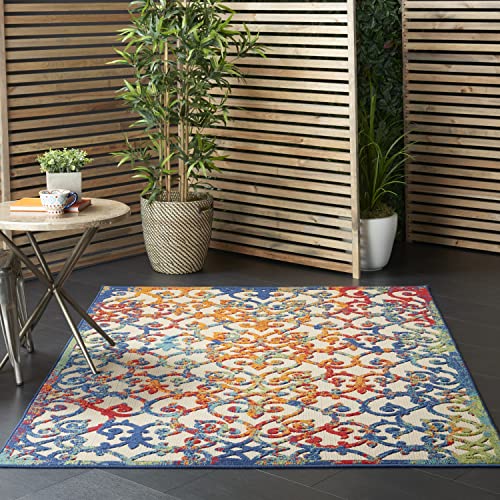 "NOURISON Aloha Indoor/Outdoor Floral East Care 5'3"" x 7'5"" Multicolor Area Rug (5'x8')"