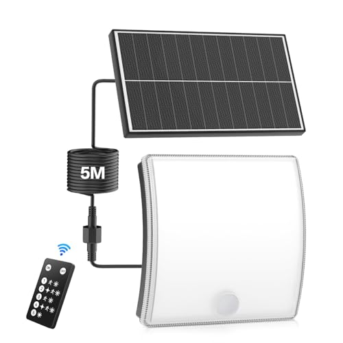 YICAIZI Solar Wall Light for Outdoor Use, 1800 mAh IP65 Waterproof Wall Light, 1 Pack, 120° Wide Angle Lighting with Remote Control