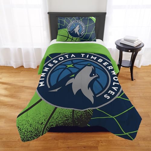 NORTHWEST Minnesota Timberwolves Officially Licensed NBA Comforter Set ??? Full/Queen & Twin/Twin XL ??? Soft Bedding with Team Logo & Pillow Shams ??? Basketball Fan Bedroom Set, Twin/Twin XL