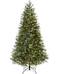 WeRChristmas Pre-Lit Mixed Pine Natural Bark Function Christmas Tree, 500 Multi Dual LED Lights, Green, 8 feet/2.4 m