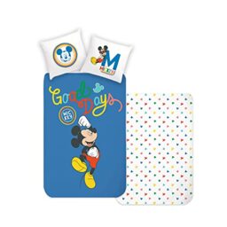 Disney Home Mickey Children's Reversible Bed Linen Set, 135 x 200 cm, Pillowcase 80 x 80 cm, Super Soft Renforcé 100% Cotton, 2-Piece Mickey Bed Linen, Soft and Comfortable on the Skin