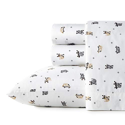 Poppy & Fritz - Twin Sheets, Cotton Percale Bedding Set, Crisp & Cool, Ideal Bedding Set (Skateboarding Bulldogs, Twin)
